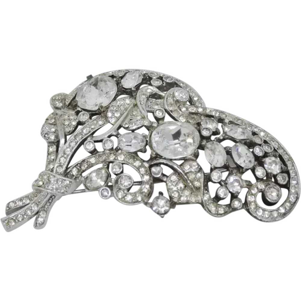 Coro Large Clear Rhinestone Brooch - image 1