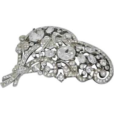 Coro Large Clear Rhinestone Brooch - image 1