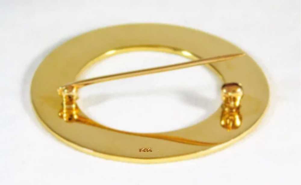 14k Gold Circular Brooch - image 3