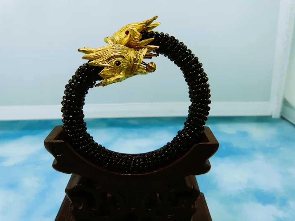 Fabulous Statement Two Headed Dragon Wrap Bracelet - image 4