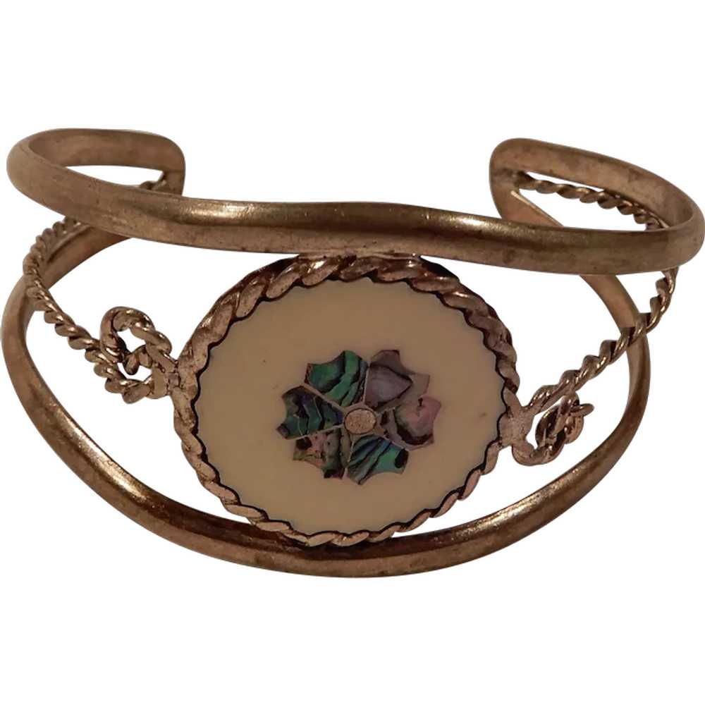 Lovely Alpaca Mexico Floral Cuff Bracelet for Sma… - image 1