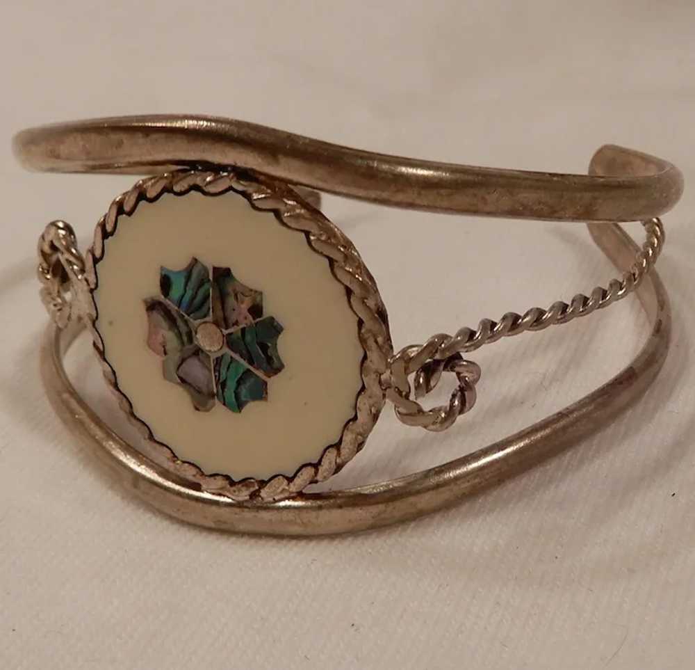 Lovely Alpaca Mexico Floral Cuff Bracelet for Sma… - image 5