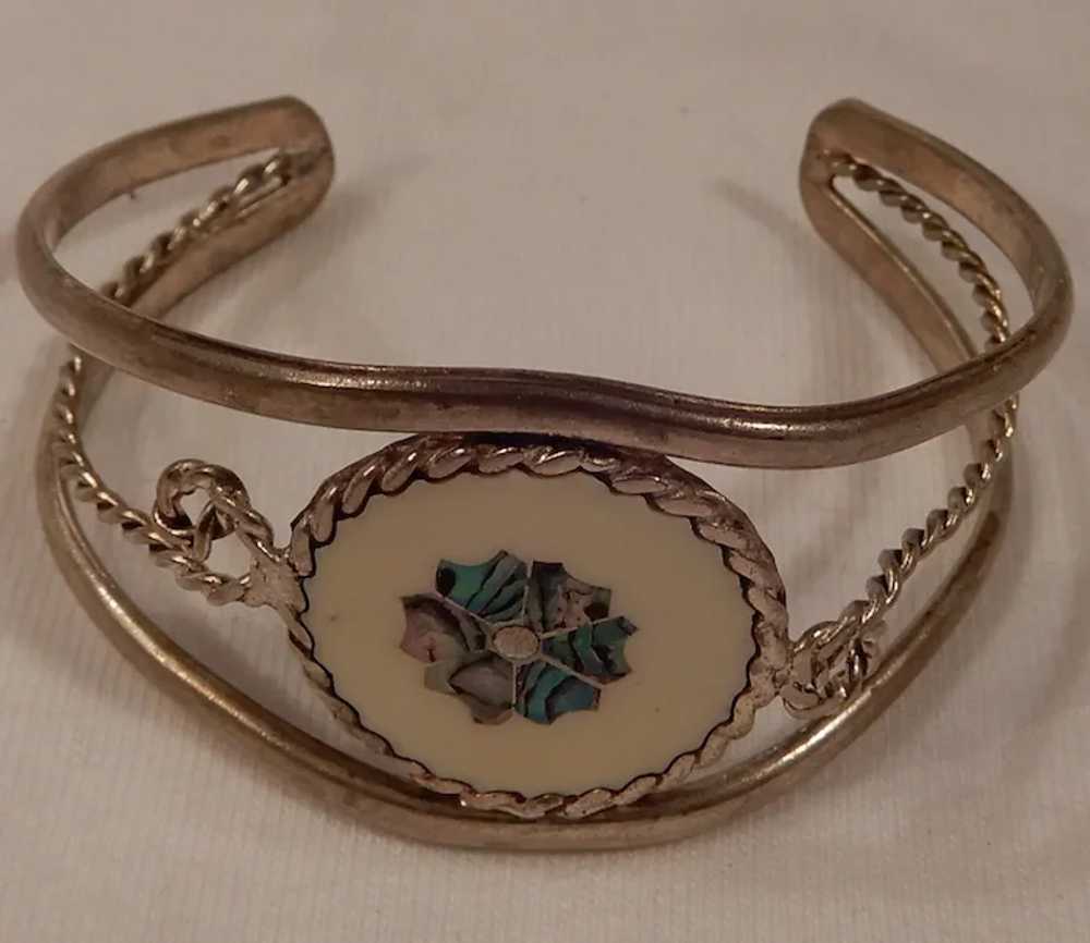 Lovely Alpaca Mexico Floral Cuff Bracelet for Sma… - image 6