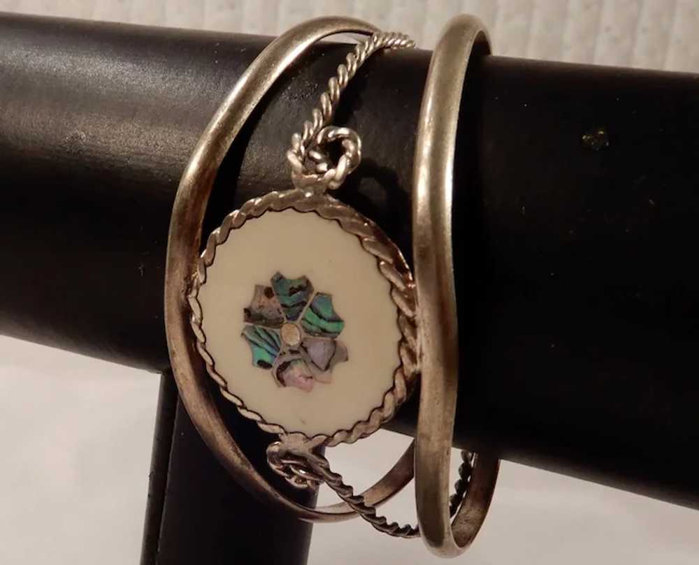 Lovely Alpaca Mexico Floral Cuff Bracelet for Sma… - image 7