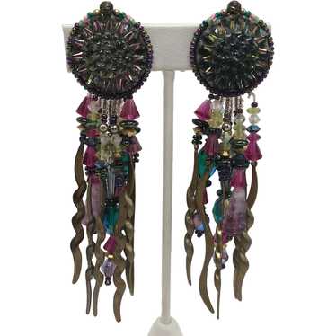 Chipita Joan Eagle Seed Bead Long Purple and Gree… - image 1