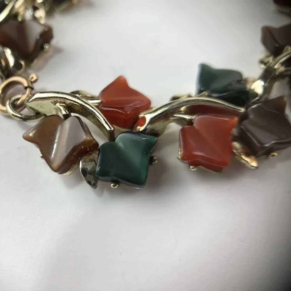 Mid Century Autumn Leaves Bracelet in 1950’s Moon… - image 2