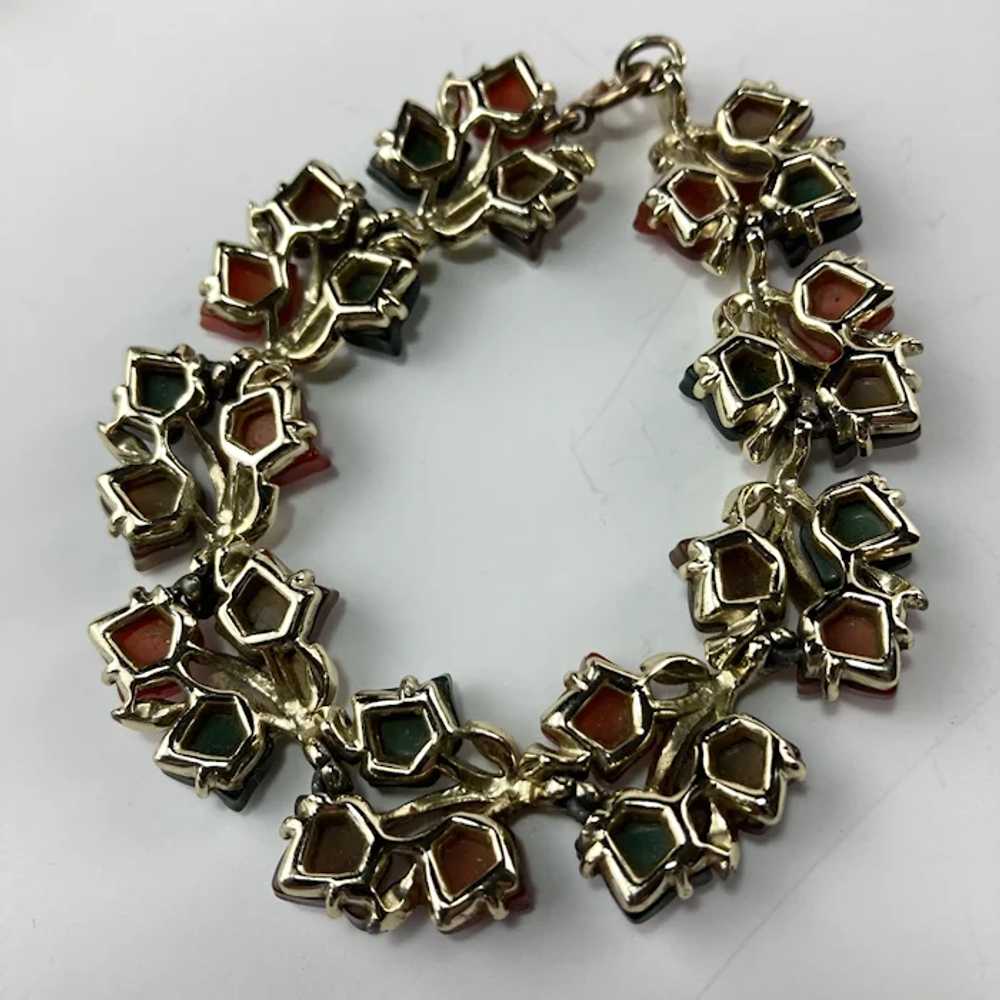 Mid Century Autumn Leaves Bracelet in 1950’s Moon… - image 3