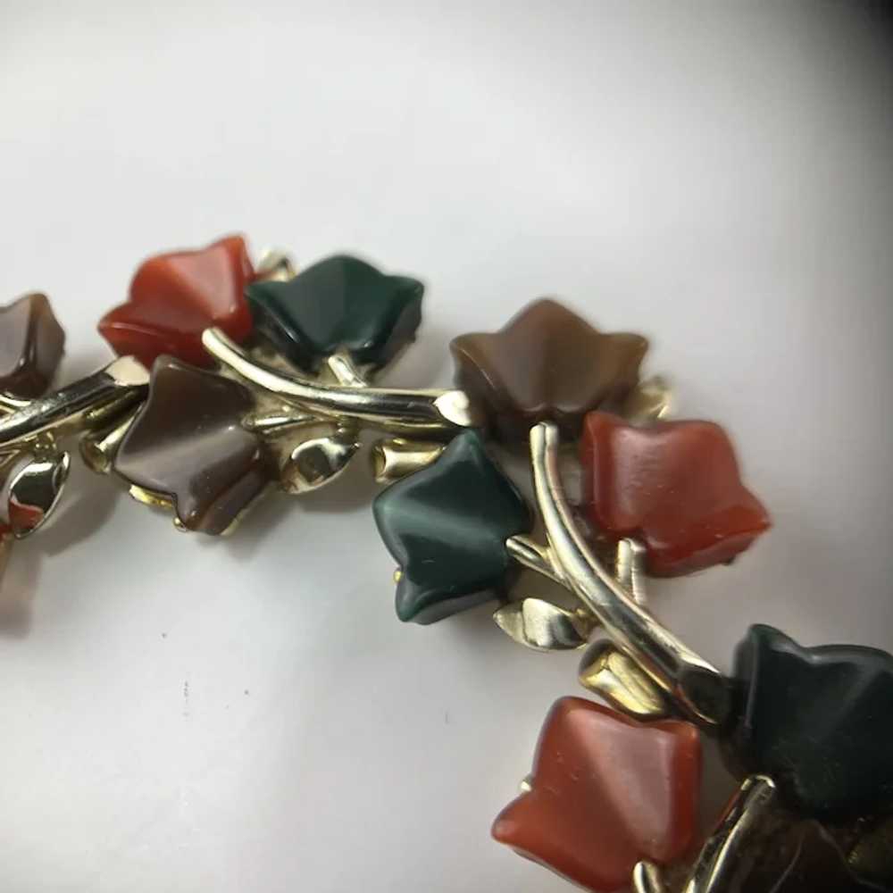 Mid Century Autumn Leaves Bracelet in 1950’s Moon… - image 5