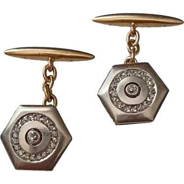 Edwardian Platinum, 18K and Diamond Cufflinks