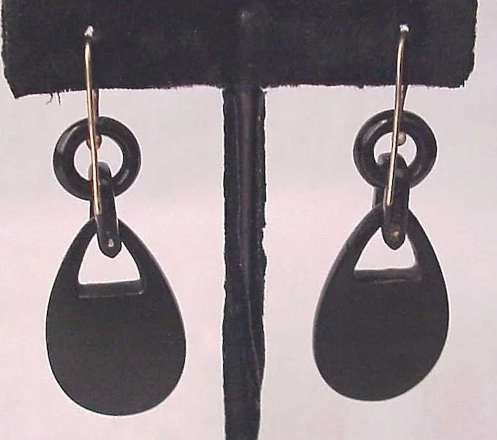 Whitby Jet Cameo Earrings - C. 1875 - image 4