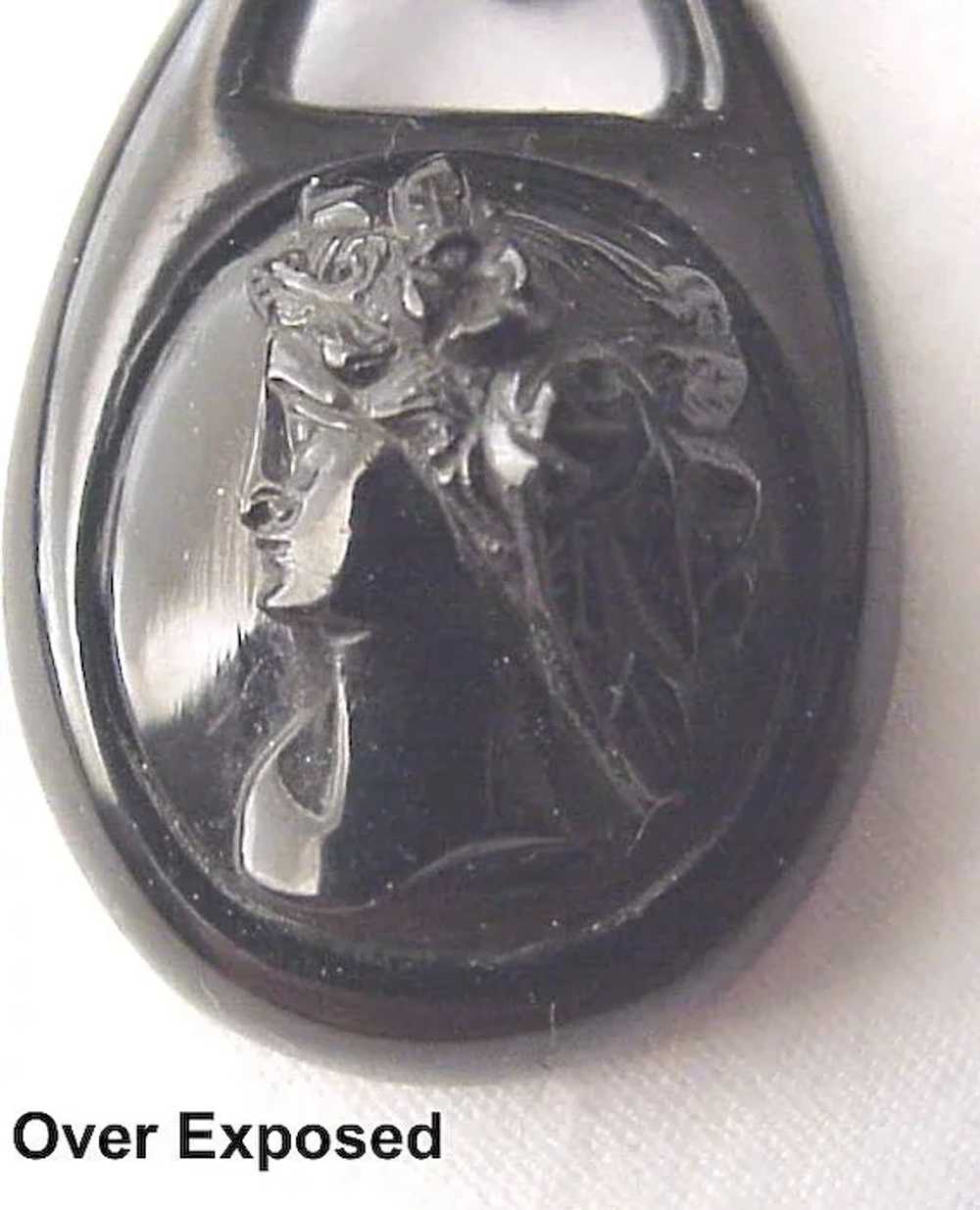 Whitby Jet Cameo Earrings - C. 1875 - image 6
