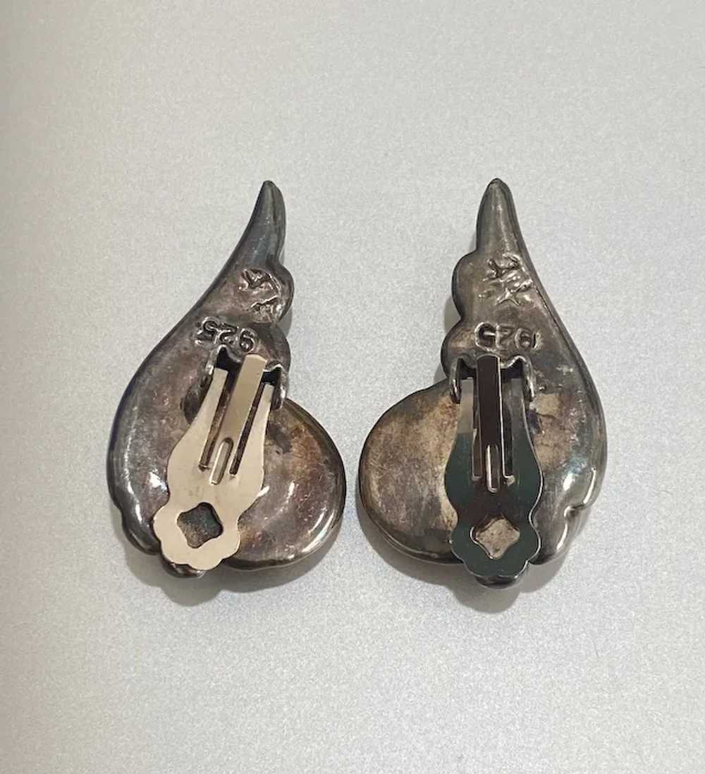 Vintage Sterling Silver Two-Tone Angel Wing Earri… - image 12