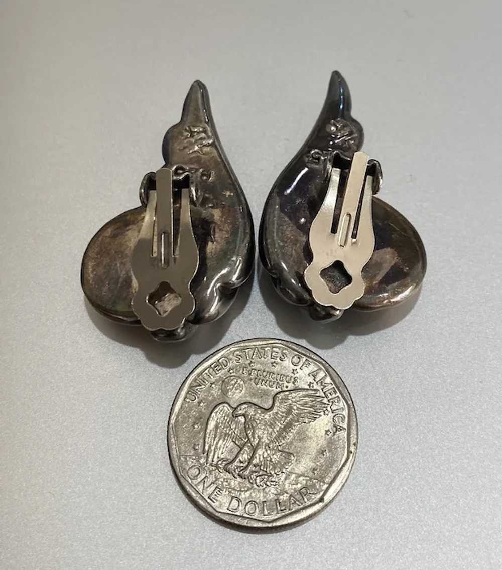 Vintage Sterling Silver Two-Tone Angel Wing Earri… - image 8
