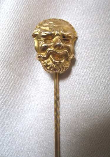 Antique French EDWARDIAN Gold Filled Fun HEAD Stic