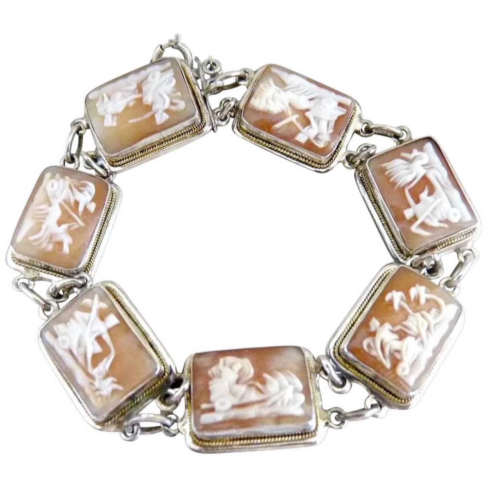 Italian silver cameo bracelet seven days of the w… - image 1