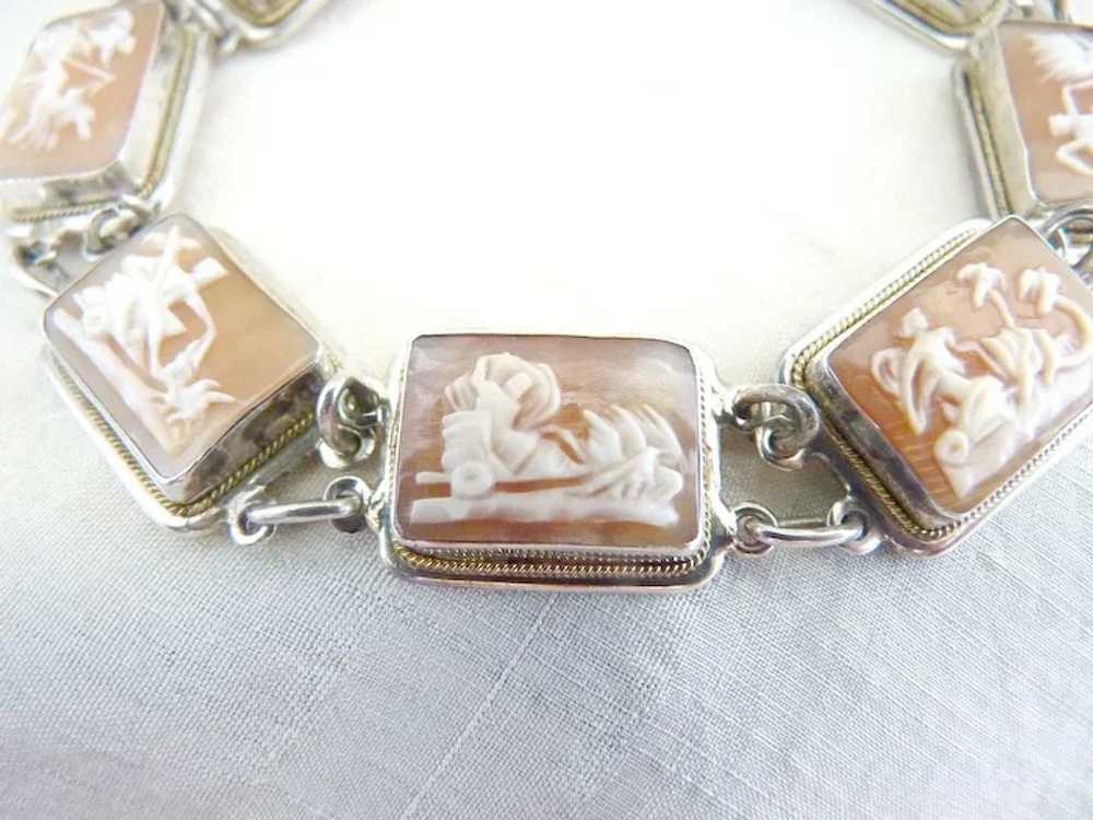 Italian silver cameo bracelet seven days of the w… - image 3