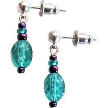 STUNNING Czech Art Glass Earrings, RARE 1930's Cz… - image 1