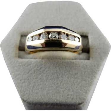 14 Karat Mens Yellow Gold Diamond Wedding Band - image 1