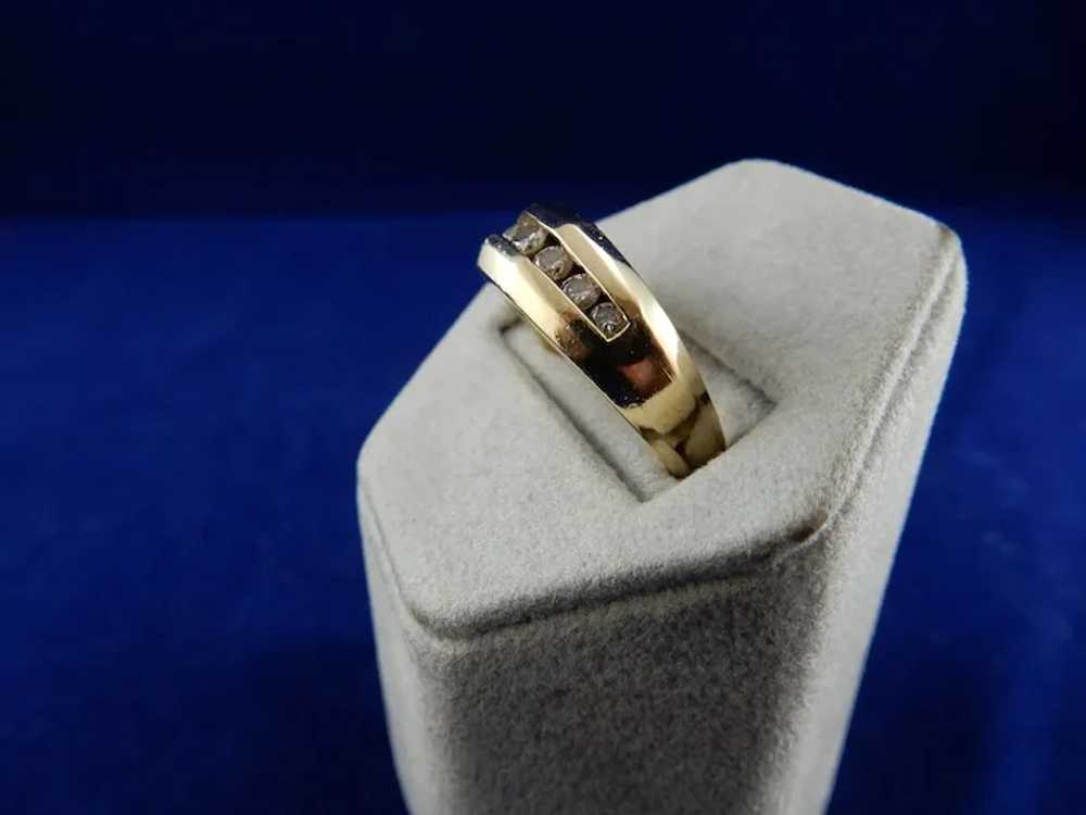 14 Karat Mens Yellow Gold Diamond Wedding Band - image 2