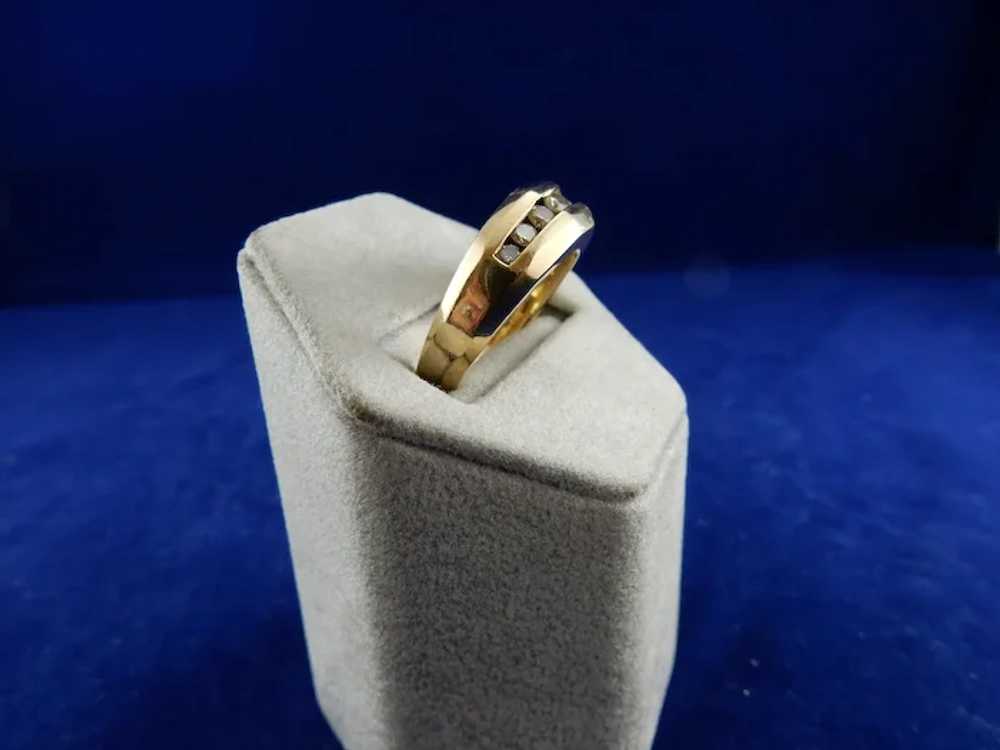 14 Karat Mens Yellow Gold Diamond Wedding Band - image 5