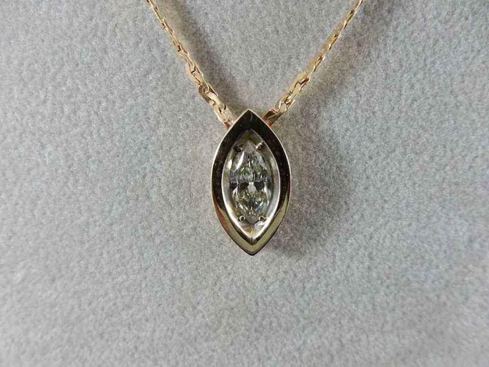 14 Karat Marquise Diamond Pendant - image 2