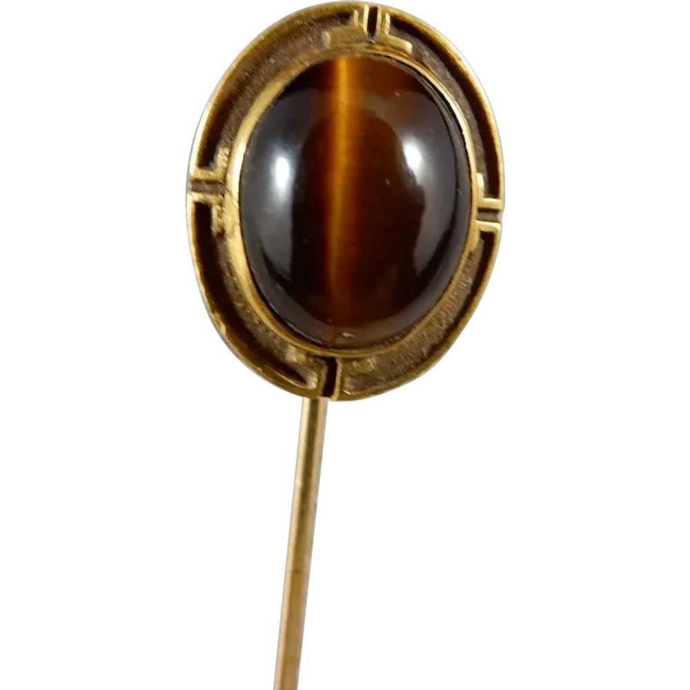 14 Karat Tiger Eye Stick Pin - image 1