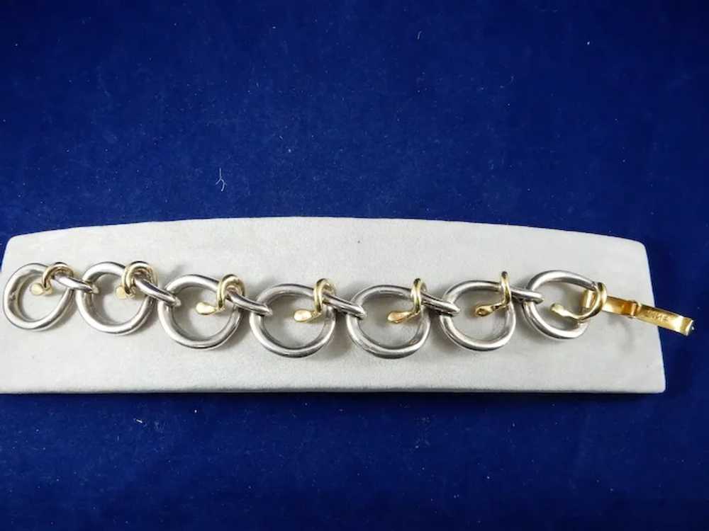 Vintage Sterling Silver and 14 Karat Bracelet - image 4