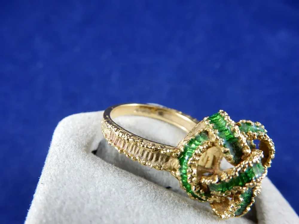 18 Karat Enameled Ring - image 6