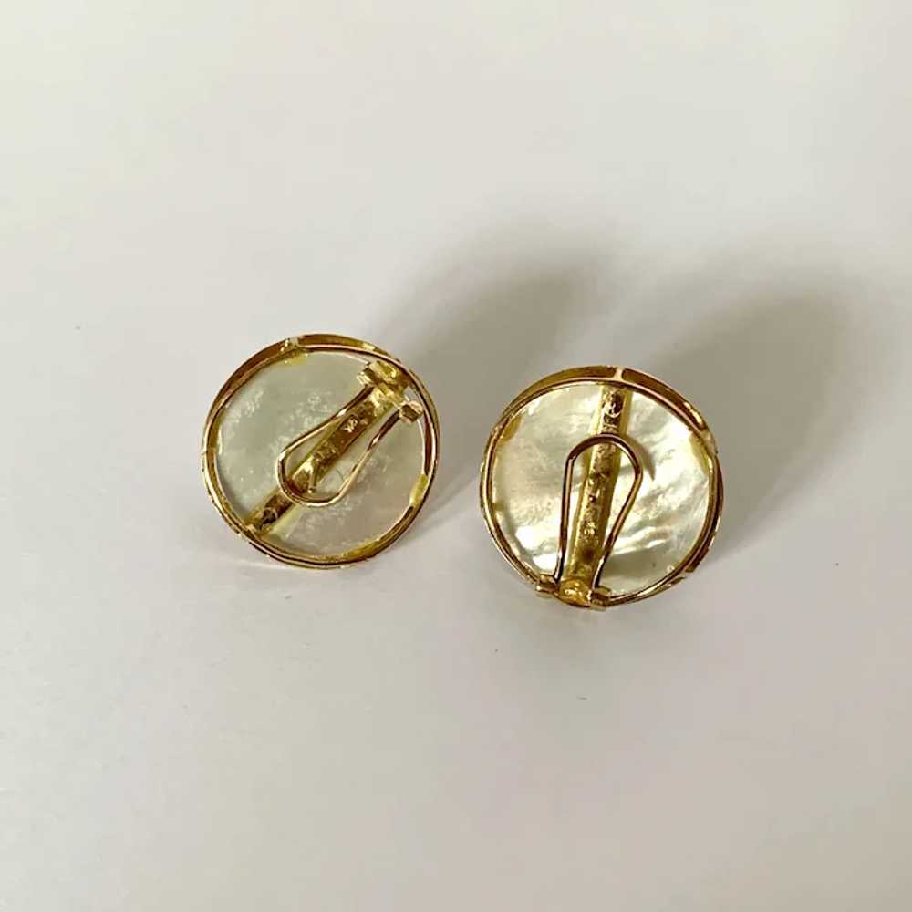 14k Iridescent Cultured Blister Pearl Earrings - image 4