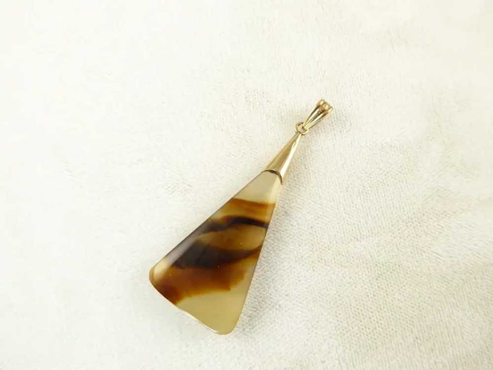 Agate Pendant with Elongated Triangular Shape Set… - image 2