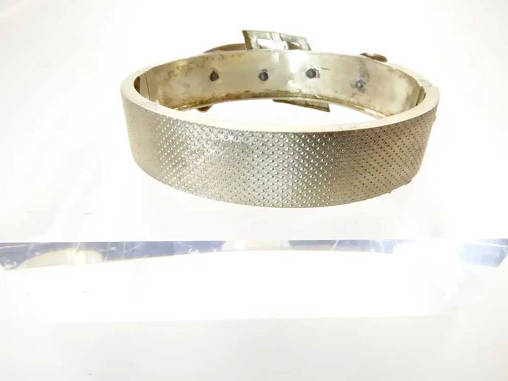 Victorian Silver Buckle Bangle with Gold Overlay - image 5
