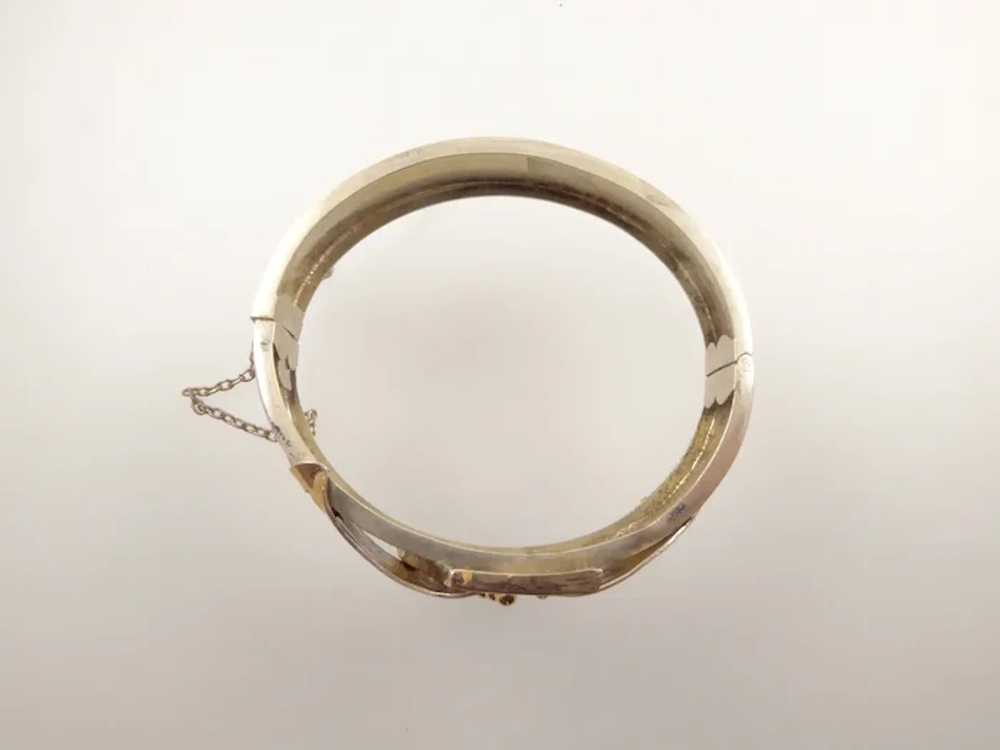 Victorian Silver Buckle Bangle with Gold Overlay - image 7