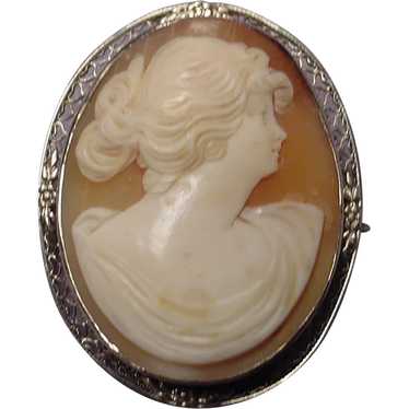 Antique High Relief 14k Cameo Brooch