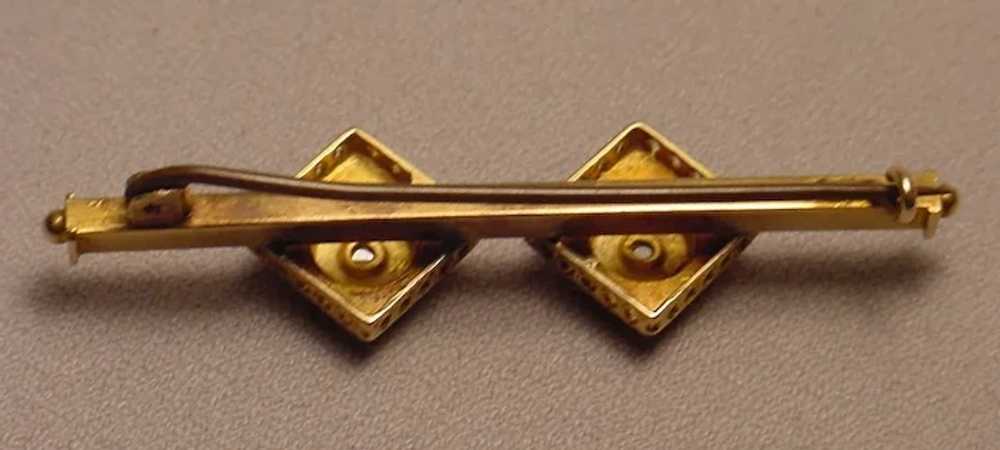 Antique Victorian 14k Gold & Diamonds Brooch - image 2