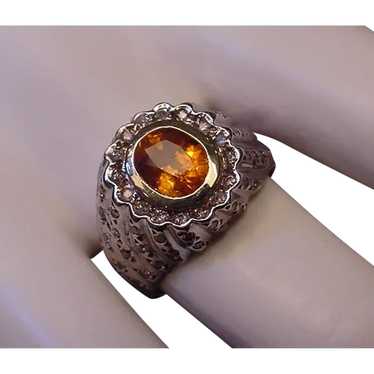 Designer Ring Citrine 68 Diamonds W&Y 14k Gold - image 1