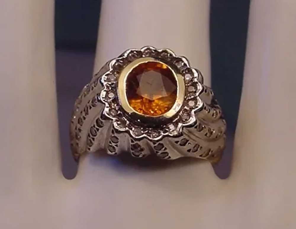 Designer Ring Citrine 68 Diamonds W&Y 14k Gold - image 2
