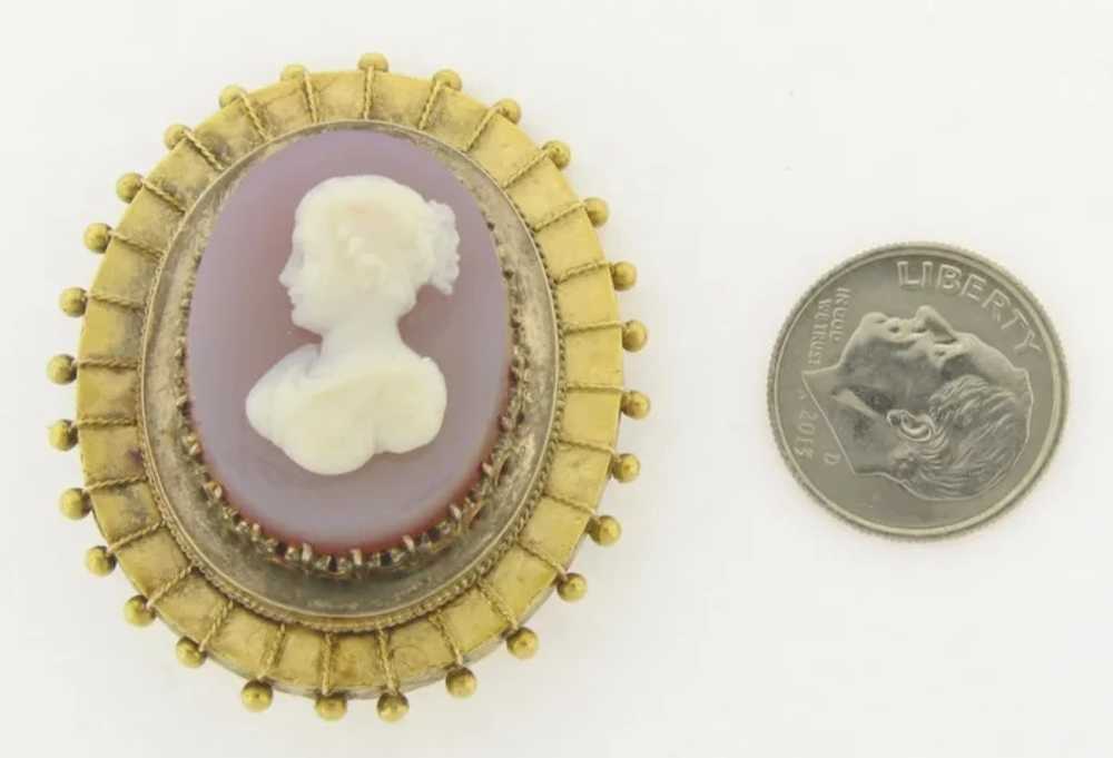 Antique Victorian Lavender Agate Cameo 14k Yellow… - image 5