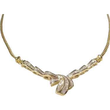 Valued Diamond Ribbon Bow Necklace 18K