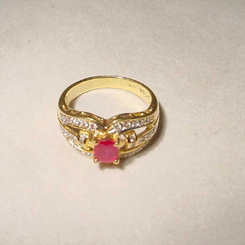 Flaming Red Ruby Diamond Ring 18K - image 8