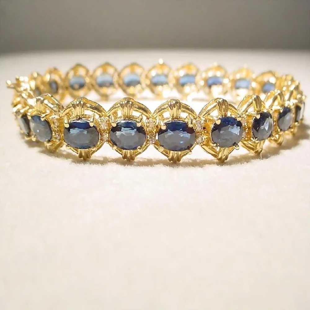 Sapphire Tennis Bracelet Diamonds 14K - image 3