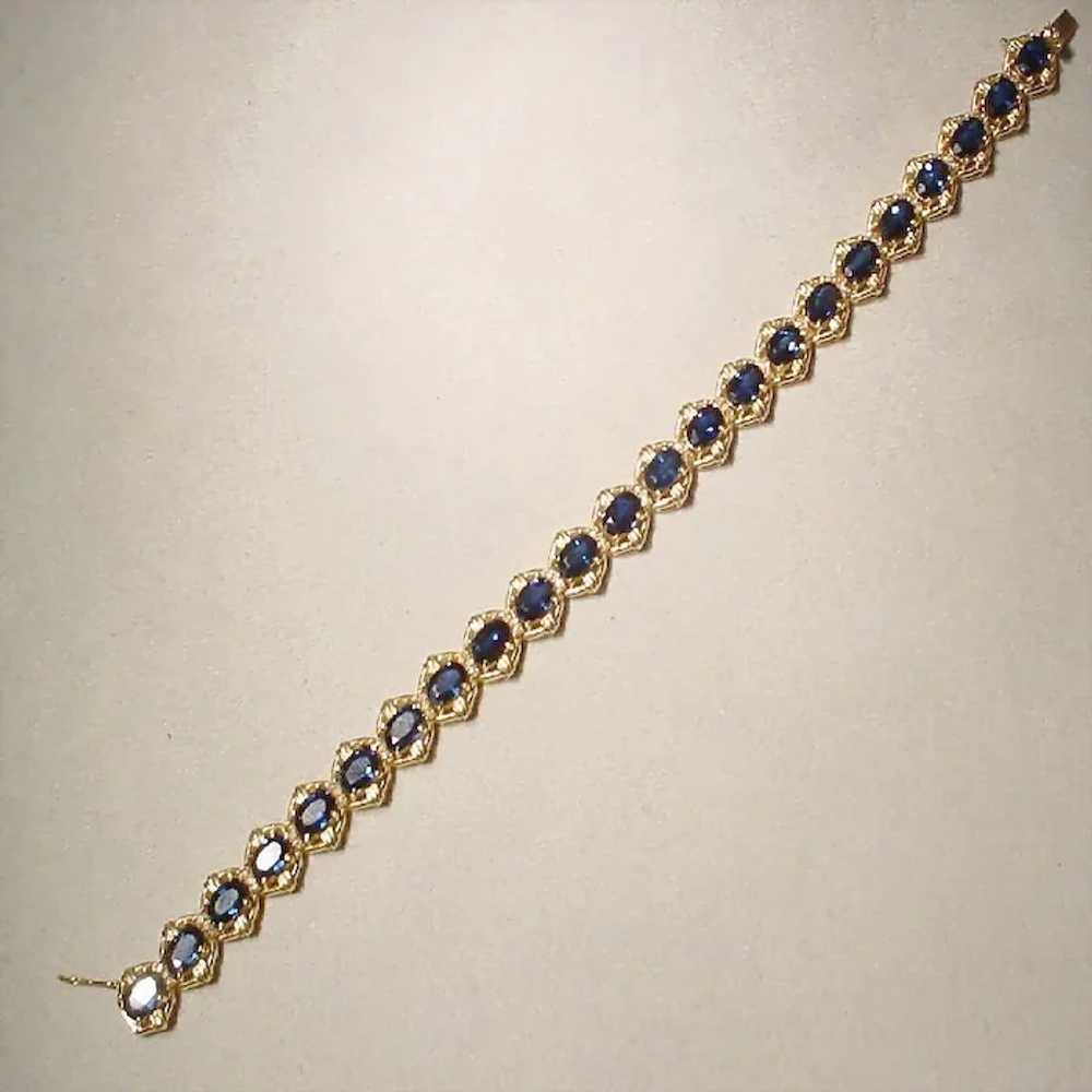 Sapphire Tennis Bracelet Diamonds 14K - image 4