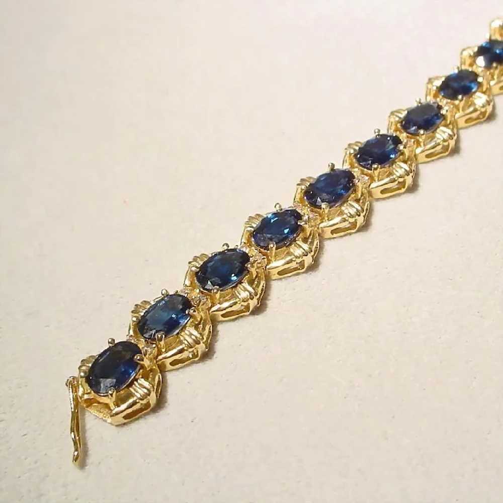 Sapphire Tennis Bracelet Diamonds 14K - image 5