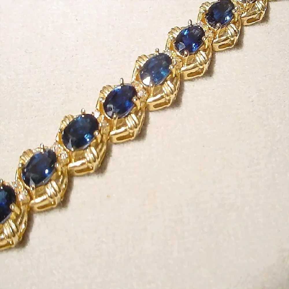 Sapphire Tennis Bracelet Diamonds 14K - image 6