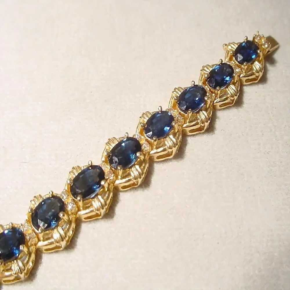 Sapphire Tennis Bracelet Diamonds 14K - image 7