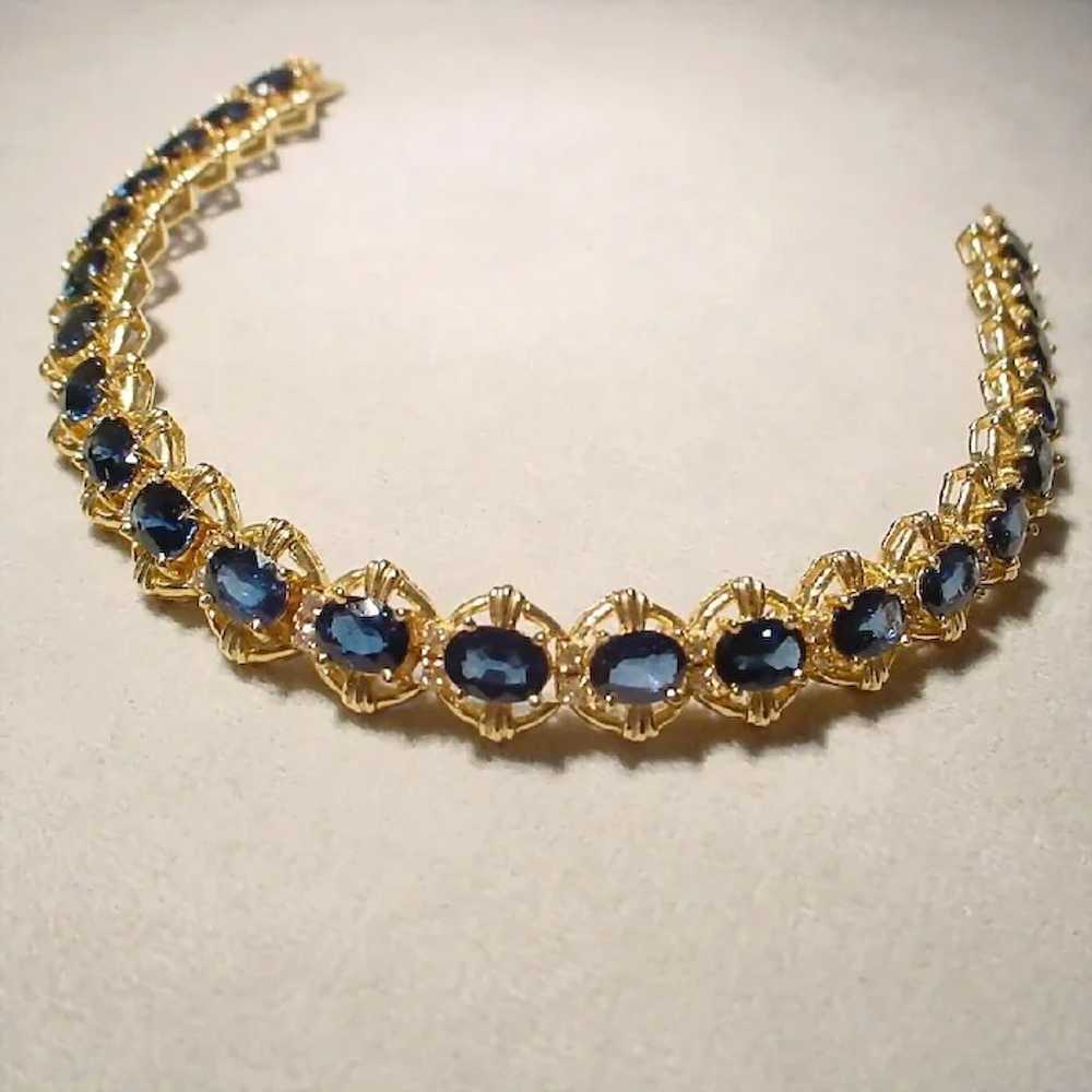 Sapphire Tennis Bracelet Diamonds 14K - image 9