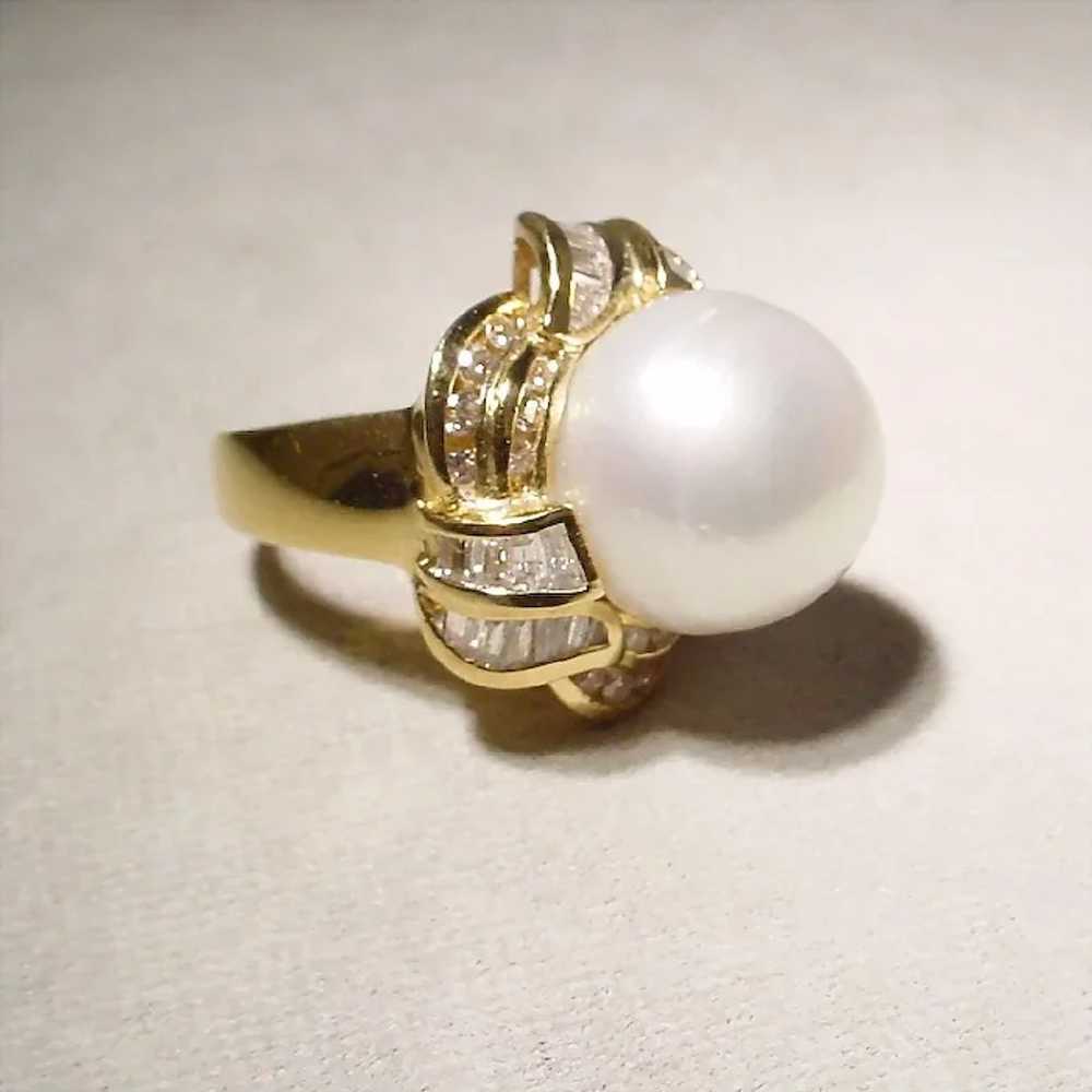 Magnificent South Sea Cultured Pearl Diamond Ring… - image 3