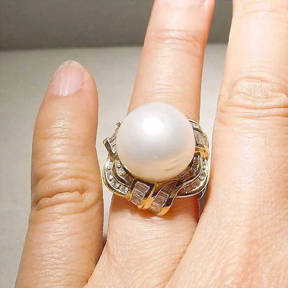 Magnificent South Sea Cultured Pearl Diamond Ring… - image 5