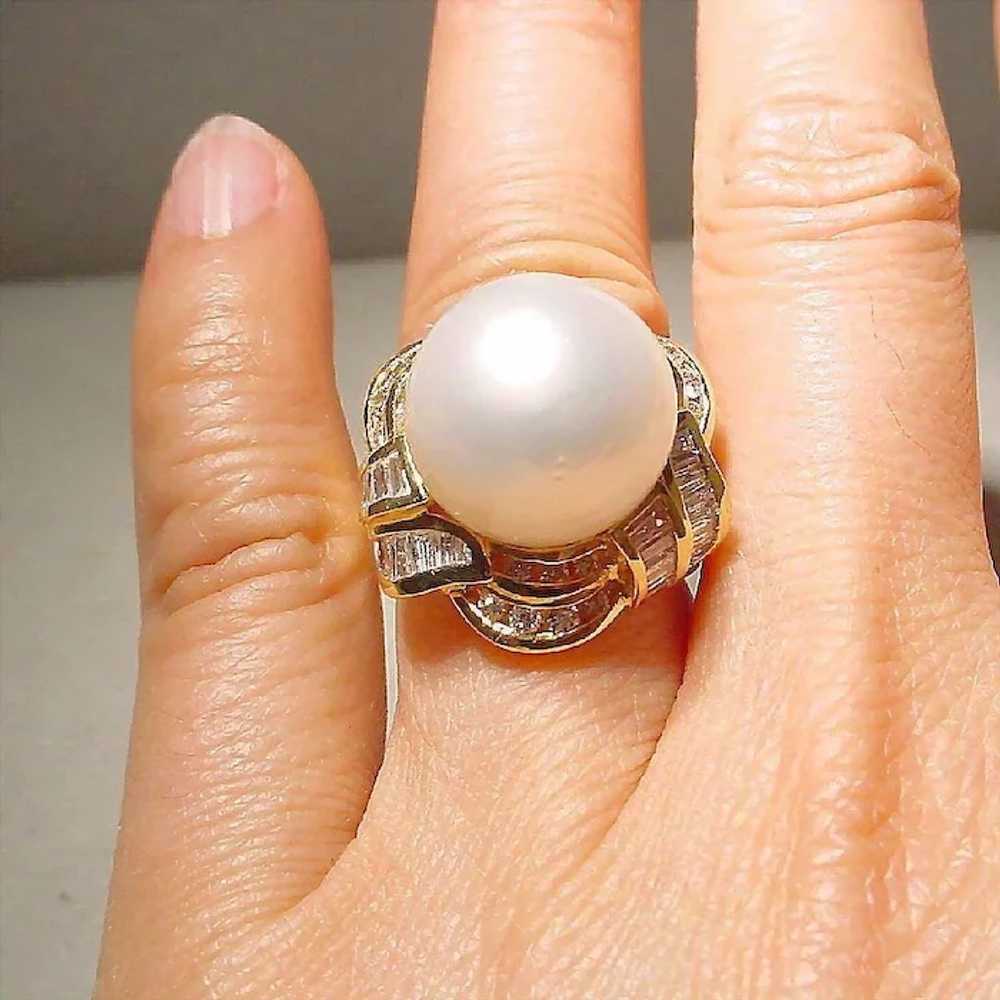 Magnificent South Sea Cultured Pearl Diamond Ring… - image 6