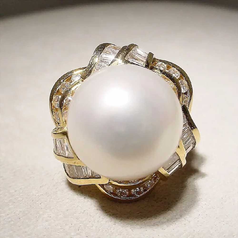 Magnificent South Sea Cultured Pearl Diamond Ring… - image 8