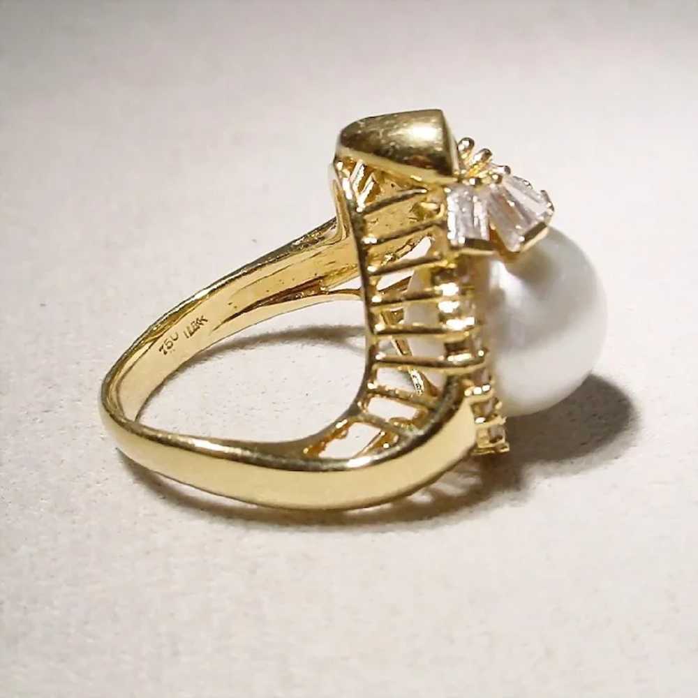 Elegant South Sea Cultured Pearl Diamond Ring 18K… - image 6
